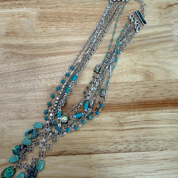 Chico's Silver and Blue Layered Necklace with Turquoise Look & Abalone, Coastal - Picture 14 of 16